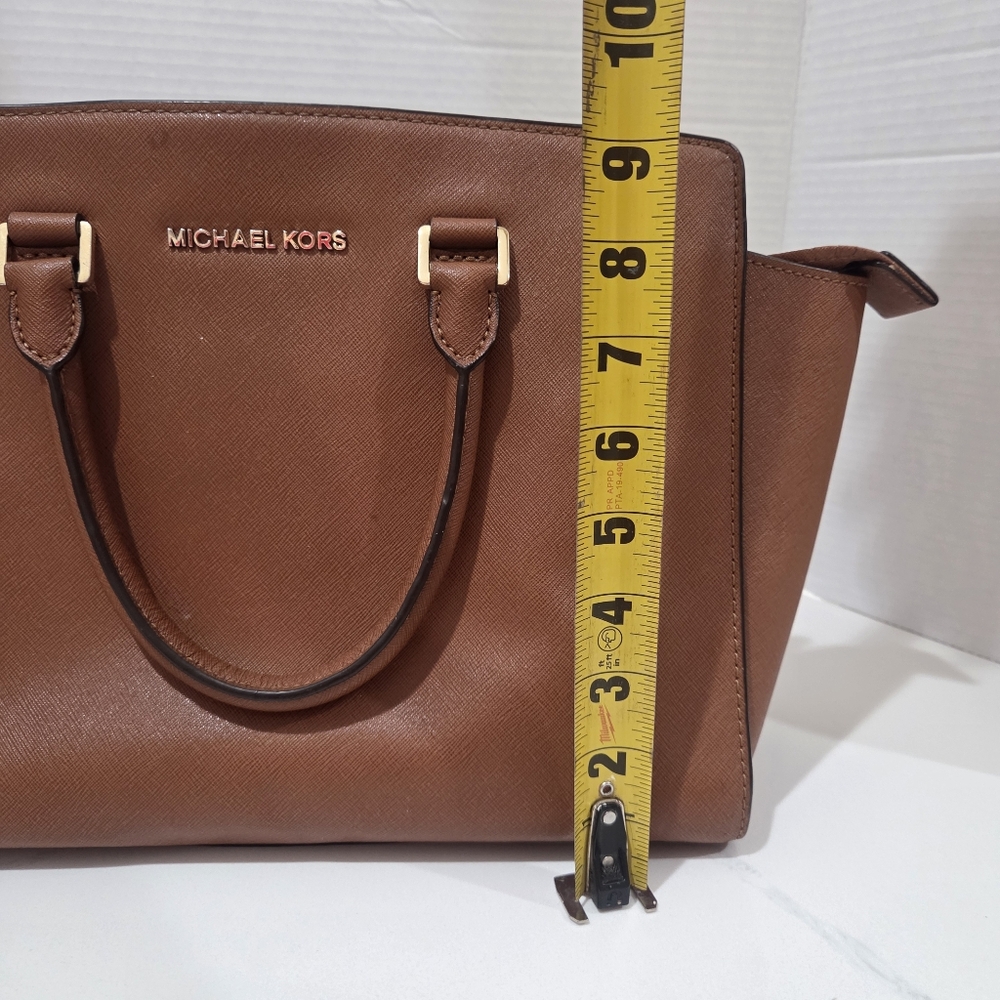 Michael Michael Kors Selma Large Leather Satchel Bag Luggage Brown AUTHENTC - Picture 16 of 17